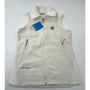 Columbia Fleece Vest Womens Medium Ivory Full Zip Give and Go Layer FCA Logo NEW